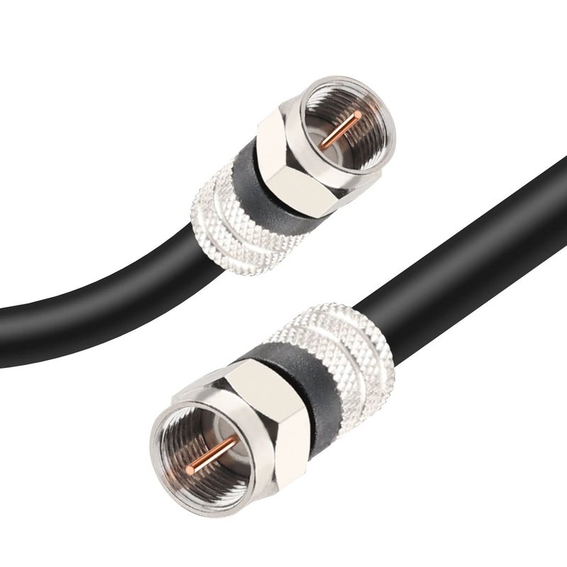Postta Digital Coaxial Cable(15 Feet) Quad Shielded Black RG6 Cable with F-Male Connectors - Image 1